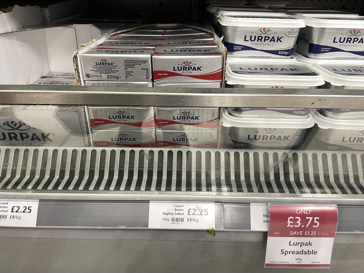 @waitrose Lurpak. Product has shrunk to 200g but labeling still shows 250g. The checkout couldn't confirm what the price/weight was. Perhaps a call to trading standards is required. @Lurpak