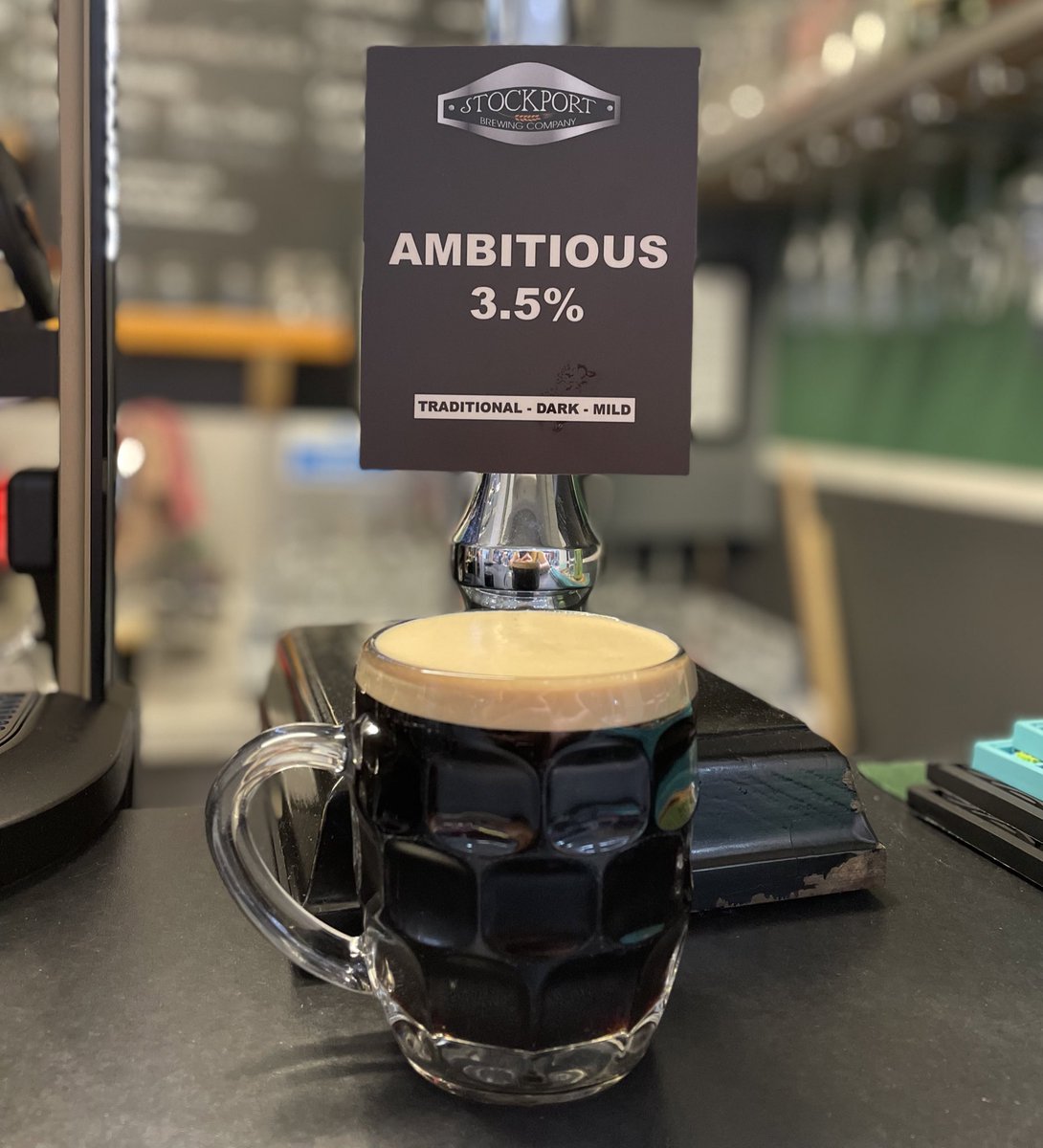 Feeling ambitious? We have @StockBrew Ambitious pouring now, a beautifully brewed traditional #darkmild with subtle notes of chocolate and coffee 3.5% the perfect way to start off your @BoltonCAMRA Mild Trail🍻 #realale #caskale #lylm #bolton #microbar #beeroclock