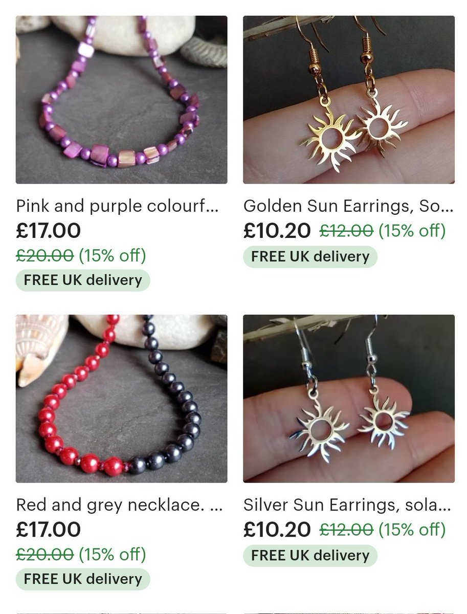 15% #SALE in my <a href="/RzlStores/">Rae</a> #jewelleryshop. Amazing savings plus free UK delivery 💌  Perfect #giftideas &amp; #Accessories.
All items come in a cute drawstring linen gift bag. 

etsy.com/shop/RzlStores…