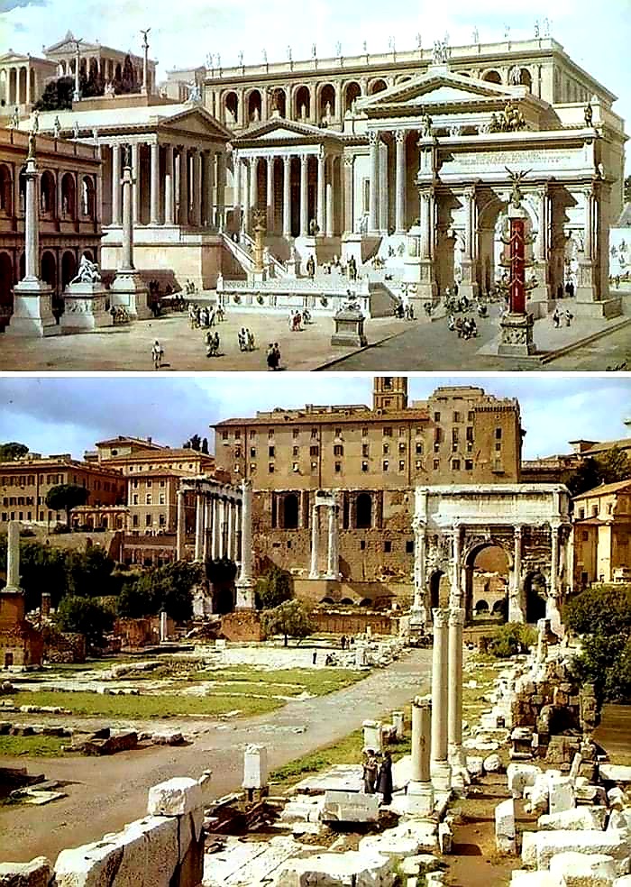 This is an artists impression of how this very famous Roman Ruined feature once looked like in its prime. Must say Rome is beautiful but it was a wee bit too hot and stuffy for my liking when I went.