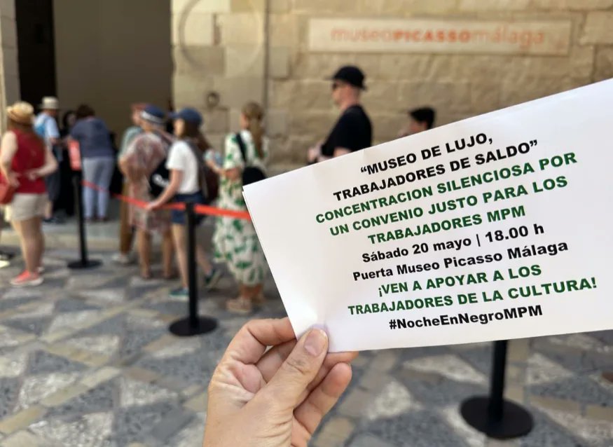 Hoy sábado a las 18h los trabajadores del <a href="/mPICASSOm/">Museo Picasso Málaga</a> nos concentramos de forma silenciosa por un convenio justo. ¡Todo apoyo será muy bien recibido! #NocheEnNegroMPM
#museopicassomálaga #Málaga #cultura #arte #culturaennegro #museodelujotrabajadoresdesaldo #NocheEnBlancoMLG