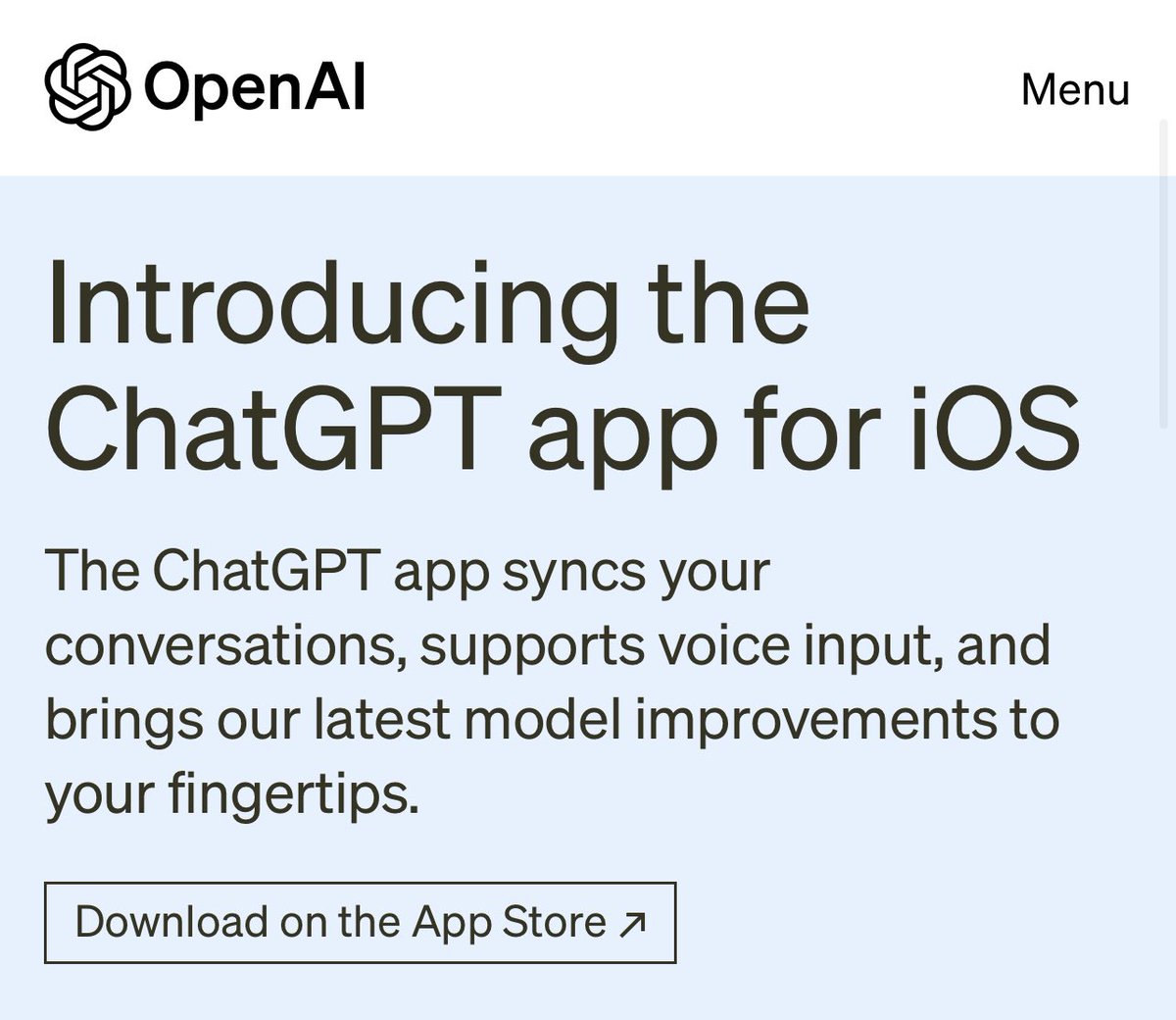 GBallarani's tweet image. #ChatGPT mobile APP for #IOS by @OpenAI 
#chatgptapp #ai #OpenAIChatGPT #openai #artificalintelligence