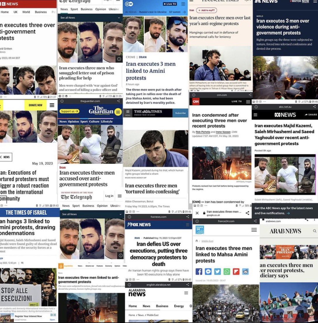#Iran:
Wijdverspreide internationale berichtgeving in de media over de executies v gisteren v drie vrijheidsstrijders die deelnamen aan #IranProtests.
Waar zijn de NLse media gebleven? Waarom zijn ze hier zo stil over?
#SalehMirhashemi #SaeedYaghoubi #MajidKazemi

#IranRevolution