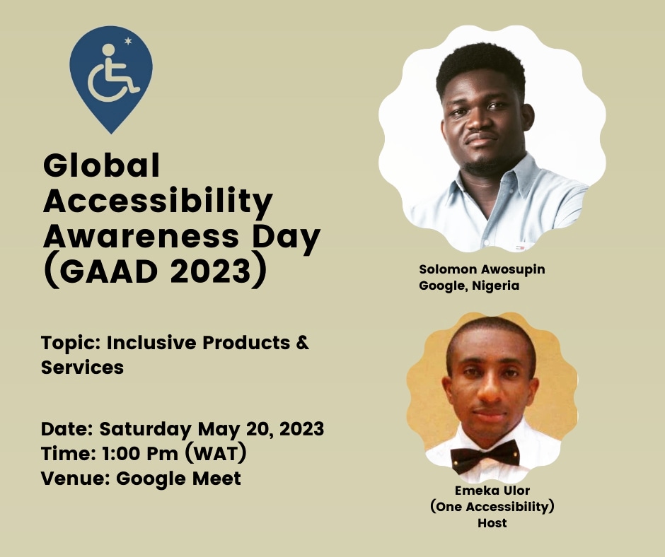emekaulor's tweet photo. We are live today for our GAAD Webinar.
GAAD 2023: One Accessibility Webinar
Saturday, May 20 • 1:00 – 2:00 PM
Google Meet joining info
Video call link: https://t.co/xt1qZjPP7q
#GAAD2023 #GAAD #OneAccessibility #LocalGuides #PWD #A11y https://t.co/xieC3TCOgw