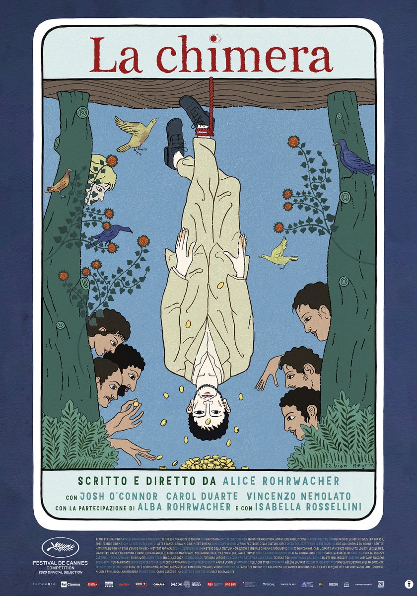 TheMatchFactory's tweet image. Alice Rohrwacher is back in Cannes! Official poster for LA CHIMERA, Rohrwacher's new feature film world-premiering in #Competition at #Cannes2023.

#Cannes #LaChimera #OfficialSelection #Tempesta @AmkaFilms @AdVitam_distrib @RaiCinema @LeCNC