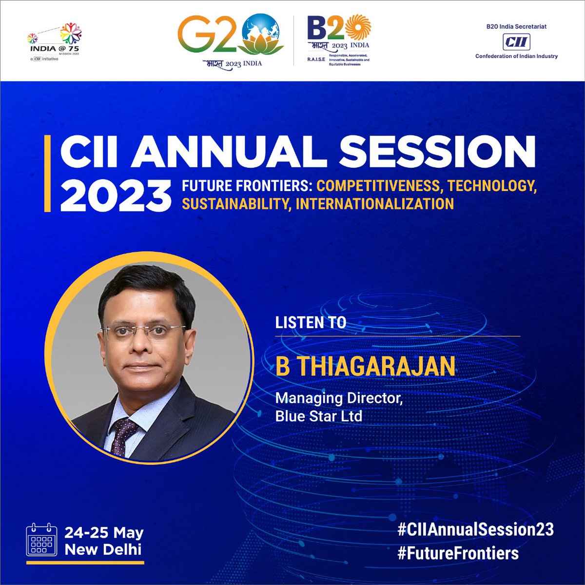 B Thiagarajan, Managing Director, Blue Star Ltd shares thoughts at the #CIIAnnualSession23.
#StayTuned for interesting discussions on macroeconomic developments, #Growth, reforms & #investment climate.
Visit➡ciiannualsession.in/index.html
#FutureFrontiers #technology #Sustainability…