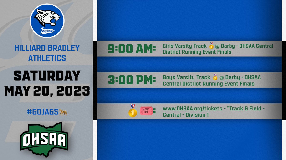 Today’s Events | 5/20/23 🐆 @runjaguars • 🥇🎟️: OHSAA.org/tickets