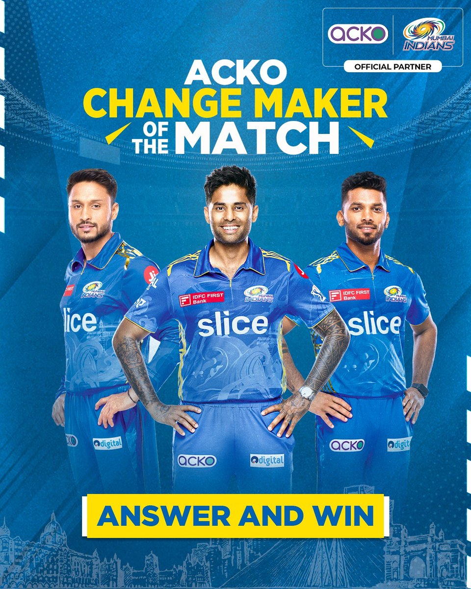 ACKOIndia's tweet photo. Think you have the sixth sense for cricket? Put your prediction skills to the test and guess the ACKO Change Maker Of the Match! 🏏 

Join our contest and stand a chance to win amazing prizes! 🎁😎 https://t.co/DukLtp8bC2