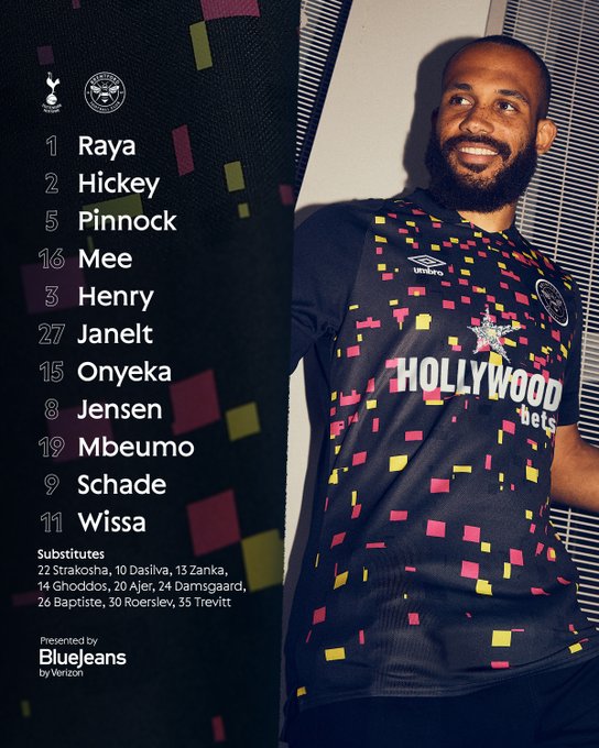 Team lineup for Brentford vs Tottenham Hotspur