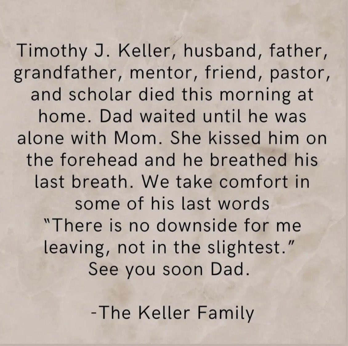 MDKing's tweet image. Death is our enemy but this is the gift of a good death from Tim Keller. @timkellernyc #TimKeller