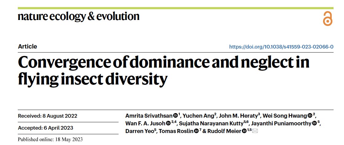 Happy to share our <a href="/NatureEcoEvo/">NatureEcoEvo</a> paper: 20 insect families account for most of species diversity in Malaise traps, but continue to be highly neglected. It incidentally became a COVID project with sequencing finishing just before the lock down. doi.org/10.1038/s41559…