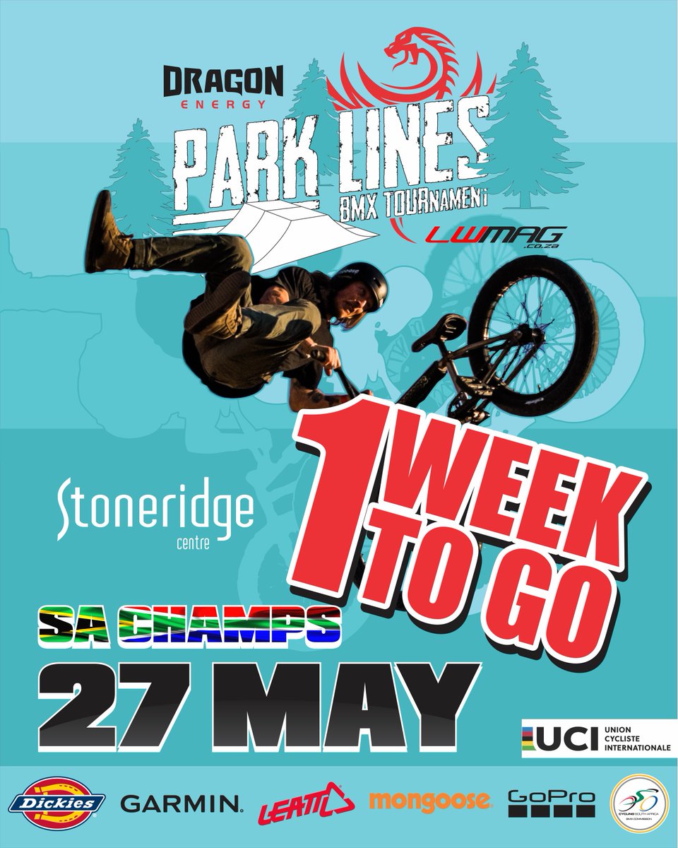 LW_Mag's tweet photo. 1 Week To Go - #ParkLines BMX Tournament - South African Champs ๐ฟ๐ฆ
Event Page: https://t.co/6cBpwyxGFe
27 May | Stoneridge Centre Skatepark
#BMX #ActionSports #SAChamps https://t.co/R1nqV1pAZg