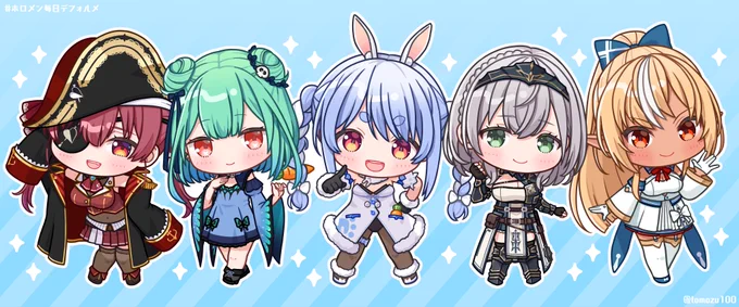 #ホロメン毎日デフォルメ  3期生再集合!  ヘッダーへの使用に限り使用OK! プロフィールに当方のtwitterID()の記載をお願いします