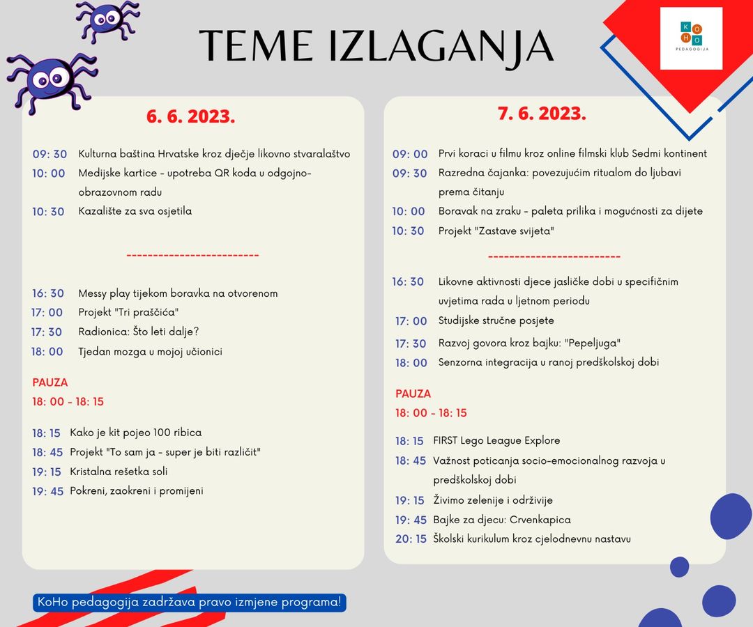 PAUK PLETE MREŽU ZNANJA🕷️🕸️6. i 7. 06. 2023. i donosi #primeredobreprakse iz ranog i predškolskog vaspitanja i obrazovanja te razredne nastave na jedinstvenom online edukativnom skupu. #eTwinning projekat "Živimo zelenije i održivije" #KoHoPedagogija <a href="/OsKnez/">ОШ "Кнез Сима Марковић"</a> <a href="/MINprosvete/">Министарство просвете</a> <a href="/zuovrs/">Завод за унапређивање образовања и васпитања</a>