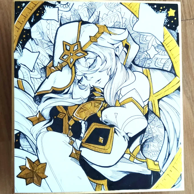 Share your golden art   Ever my tradicional ink art with gold  With my ocs and some fannart