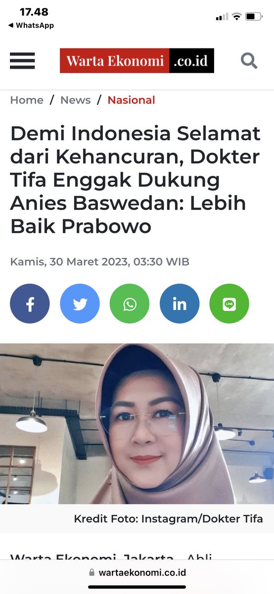 marzukialie_MA's tweet photo. Demi Indonesia Selamat dari Kehancuran, Dokter Tifa Enggak Dukung Anies Baswedan: Lebih Baik Prabowo

https://t.co/ZLKzJV9SGk https://t.co/S68LvXoEgW