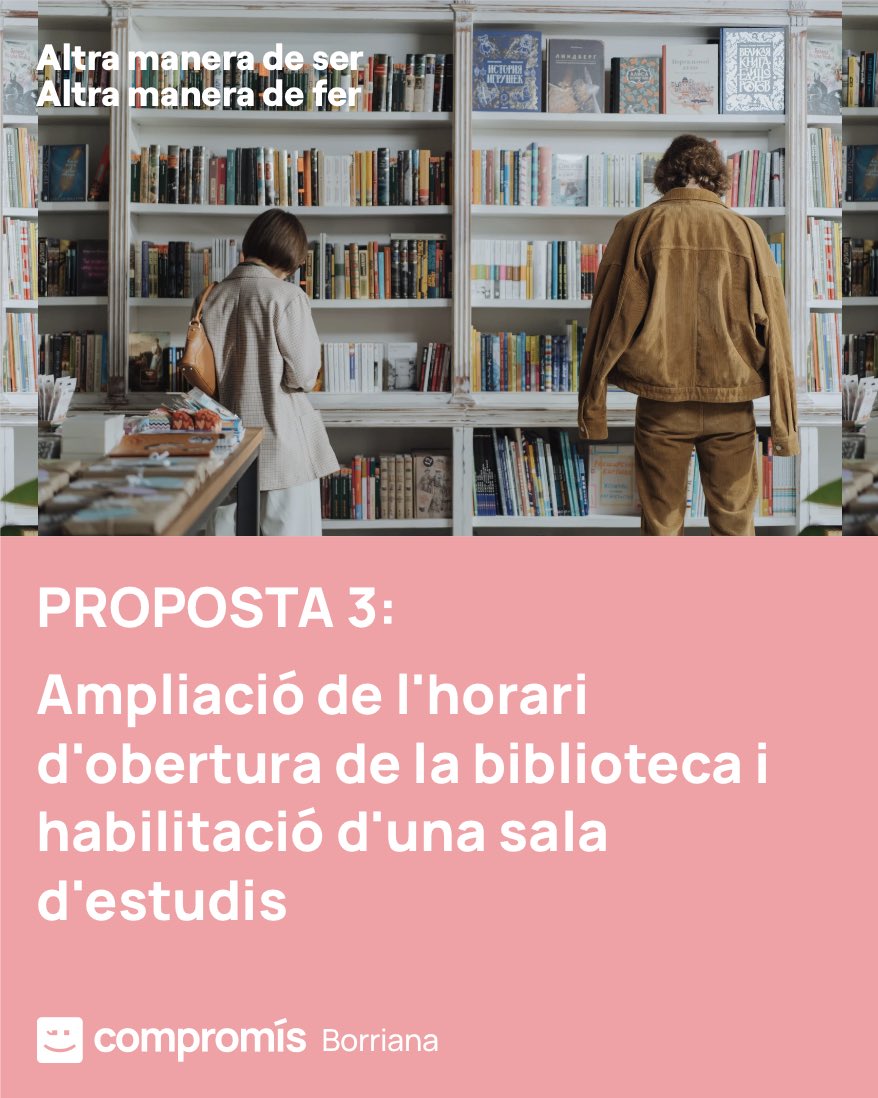 CBorriana's tweet photo. 🟠 Propostes TOP del nostre programa: EDUCACIÓ I CULTURA

👉Teniu l’enllaç al programa complet en el nostre perfil 👤

#altramaneradeser
#altramaneradefer https://t.co/onbxTI8Iug