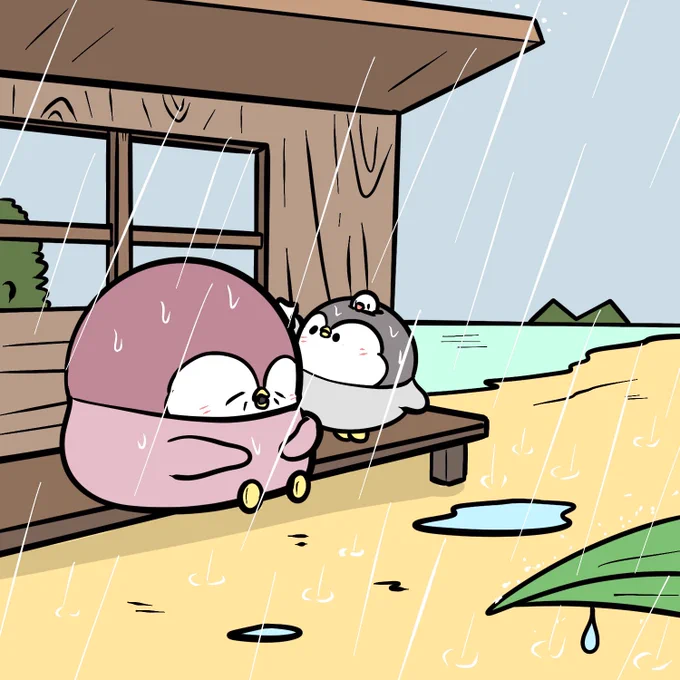 ちゃんぺんとお母さん 「雨宿り」