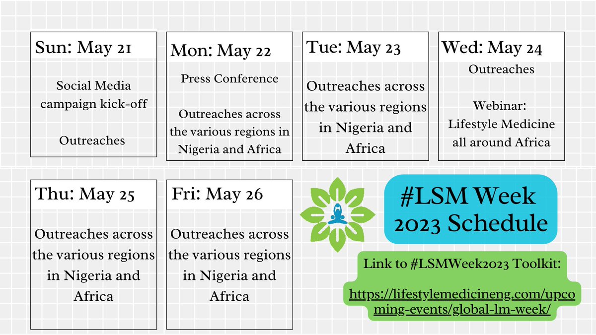 society_nigeria's tweet image. Let's celebrate Lifestyle Medicine Week!

#LMWeek is a global celebration of healthy behaviors and a public awareness campaign on the impact our choices can have on chronic disease.

Each day of the week will address a certain pillar and provide a framework for you to learn more
