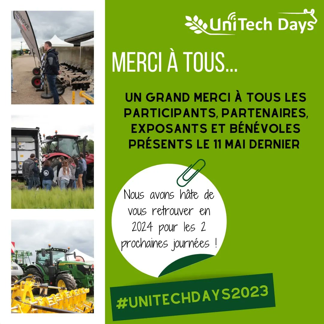 UnitechD's tweet photo. Retour en images sur la journée végétale du 11 Mai dernier🌾📸

✅️Nous tenions à remercier l’ensemble des participants, intervenants, partenaires, exposants et bénévoles qui ont fait de cette journée un franc succès!

Nous avons hâte de vous retrouver en 2024 aux UniTechDays🌾 https://t.co/CAtOokYAc3
