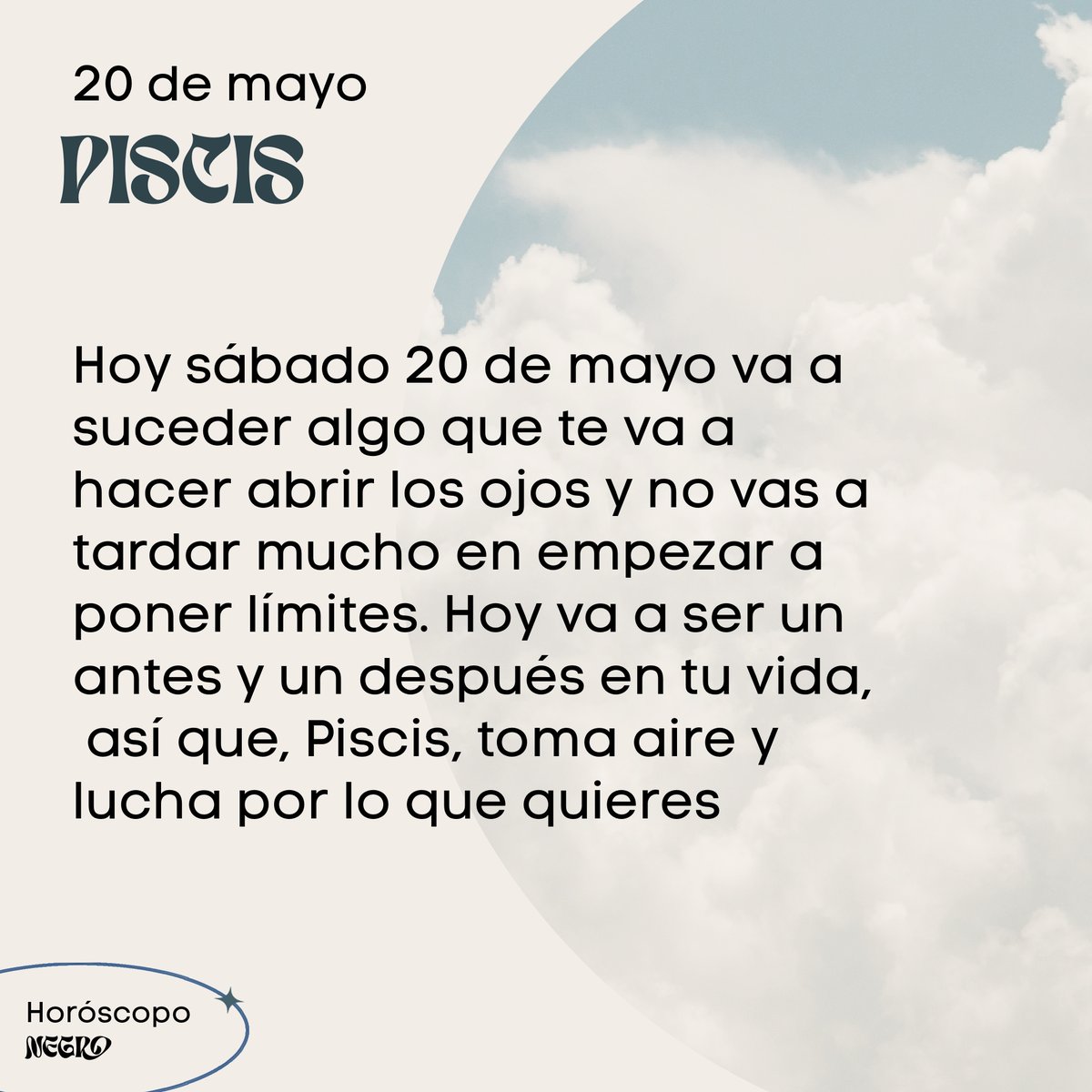 El horóscopo diario del 20 de mayo para Piscis 🔮♓ Lee completo aquí: horoscoponegro.com/piscis-horosco…