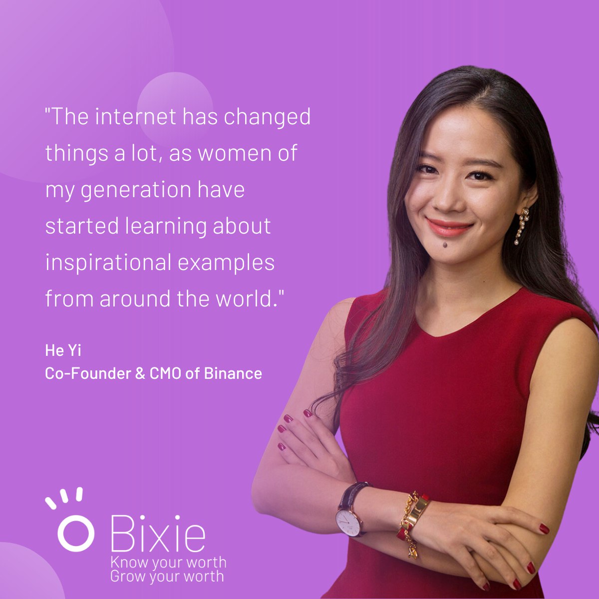 mybixie's tweet photo. 1/7 🧵 #Web3 idols: He Yi

Let's talk about one of the most inspiring figures in the space - He Yi @heyibinance, co-founder and CMO of @binance. Rising from rural China to build the world's largest crypto exchange, her story is one of relentless grit and determination. 🚀 https://t.co/o19zPpJuzq