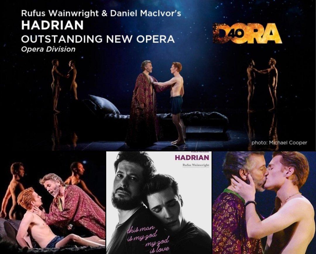 antinousgaygod's tweet photo. @dresdendoll πͺ· #RufusWainwright's "Hadrian" won Outstanding New Opera at the @DoraAwards. The #opera had its world premiere to rave reviews at the @CanadianOpera in Toronto in October 2018. Baritone @thomashampson was #Hadrian and tenor #IsaiahBell was #Antinous. Bravo, @rufuswainwright! πͺ· https://t.co/C5c8Xx4Xts