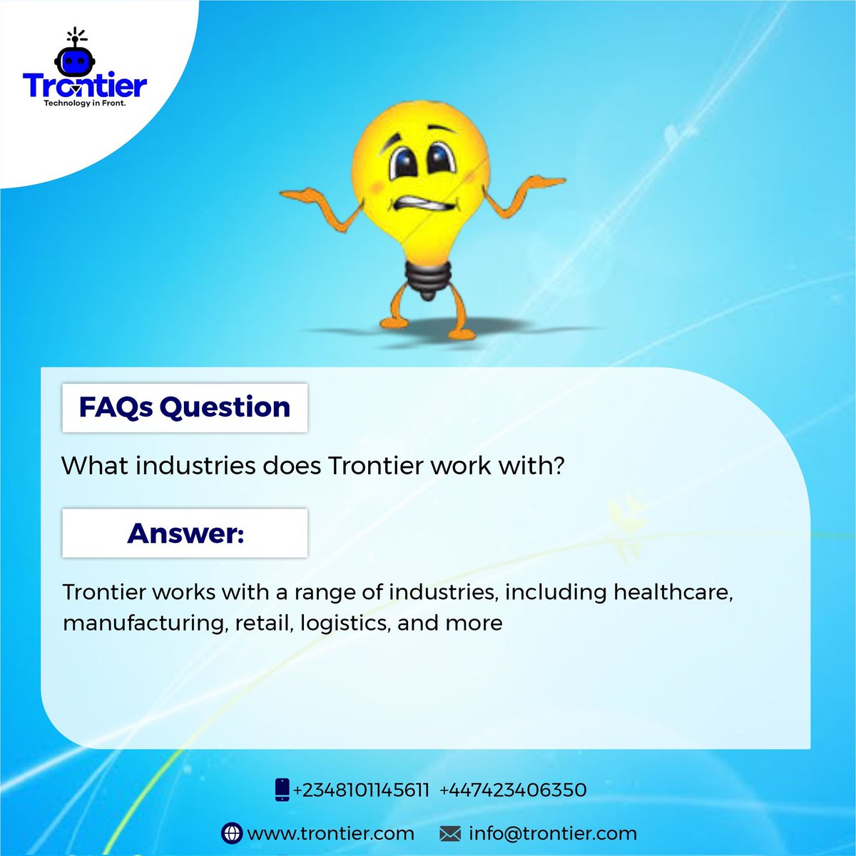 TrontierAI's tweet image. Trontier collaborates with businesses and organisations in the manufacturing, healthcare, retail, logistics, and other sectors. 
Stay Productive With Us!

#trontier #healthcare #logitics #retail #manufacturing