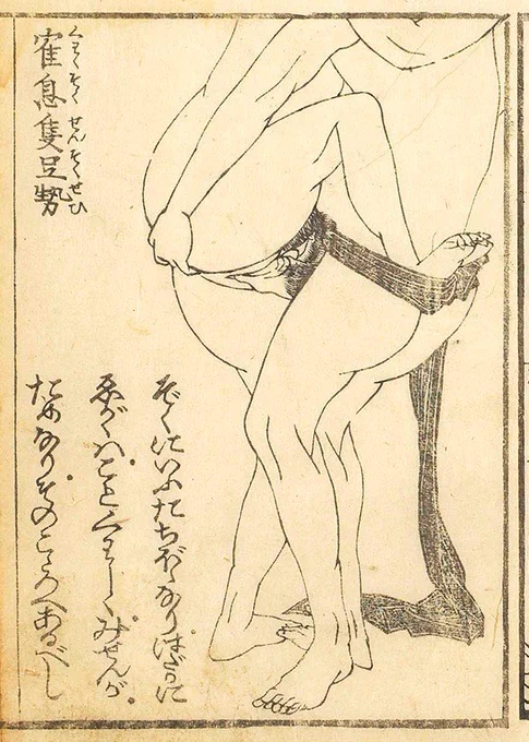 ちなみに江戸期の性のハウツー本をあなどるなかれ。 「立ちぼぼ」と呼ばれる立ったまま交わるの体位はバランス感覚が問われるため、誰でも簡単に立ちぼぼが出来るテクが図付きで解説されている本がある。