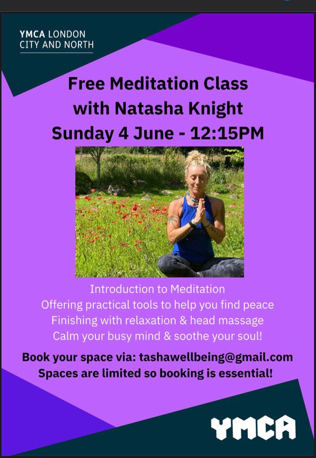 Free Meditation class at the Crouch End YMCA Fitness Centre on Sunday 4th June