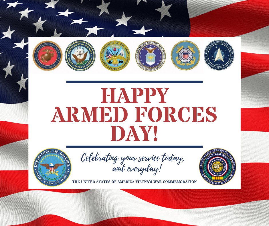 vietnamwar50th's tweet image. Armed Forces Day is celebrated annually on the third Saturday of May. We honor our Vietnam veterans and ALL those who served today and every day. THANK YOU for your service! 👍

#ArmedForcesDay2023