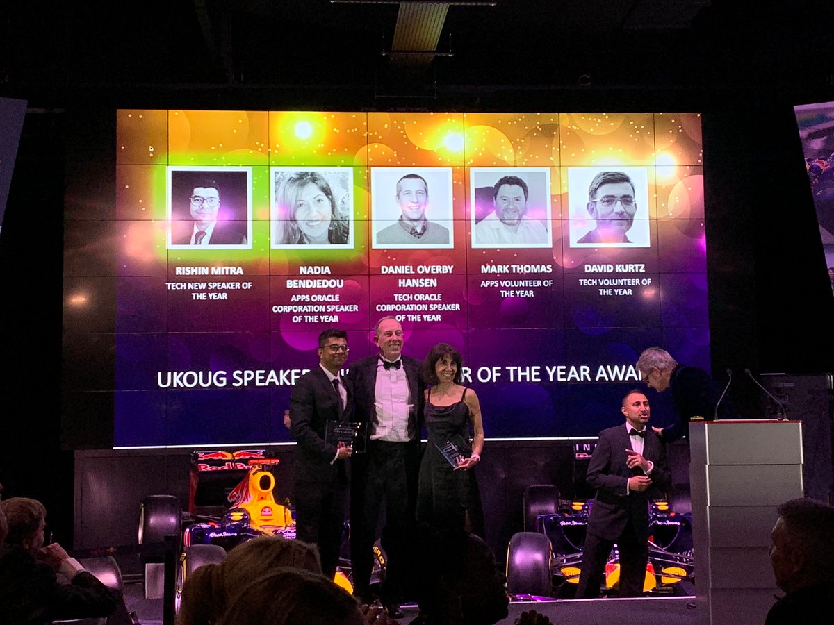 Extremely humbled to have received the "Best New Tech Speaker of the Year" Award at the UKOUG Community Awards this week.
Big Thank you to <a href="/UKOUG/">UK Oracle User Group</a>, the entire #oracle community, <a href="/version1/">Version 1</a> and the <a href="/mashprogram/">mashprogram</a>. It would have not been possible without your support and encouragement.