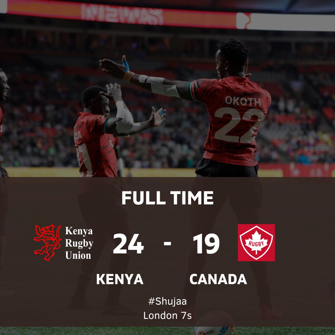 KenyaSevens's tweet photo. Nail biting...

We claim the win at the death...

Up next is Tonga at 4.59pm EAT

#London7s 
#Shujaa https://t.co/NgApdwUE3x