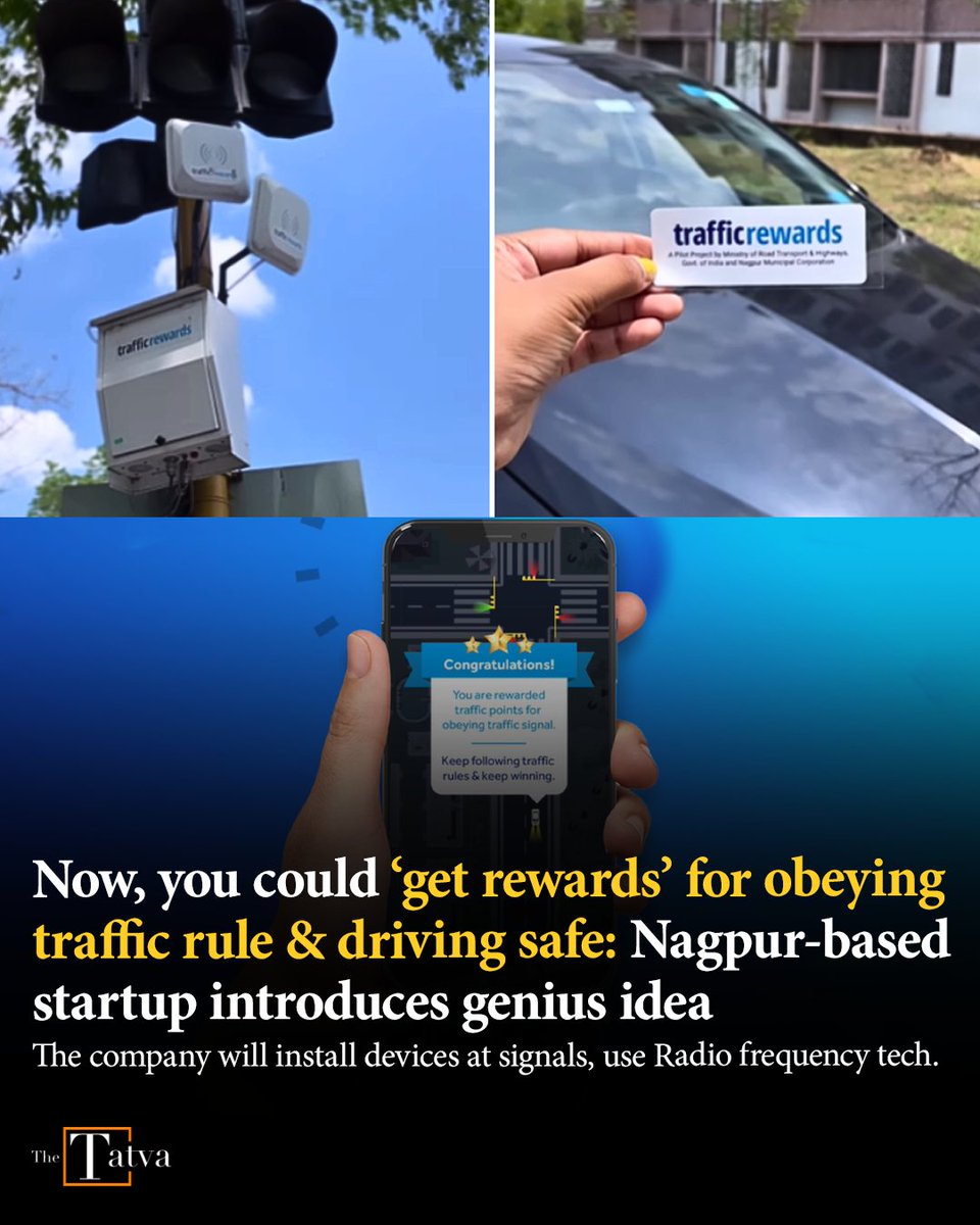 thetatvaindia's tweet photo. You are going to be punished for jumping the traffic signal. But what if you are rewarded for behaving like a responsible citizen? Yes, it is going to become a reality very soon in the next few months, Thanks to a new system developed by a city-based startup, which was showcased at the 108th Indian Science Congress Exhibition.

For those curious about how the rewards system works, the company makes use of radio frequency identification (RFID) technology. They have fitted these devices on traffic signals on the test site. Moreover, a tag will be given to the citizen who has been hooked up to the app. This tag will be placed on the vehicle. 

Whenever this tagged vehicle would pass a device hooked up to the traffic signal, the RFID would take note that the driver has followed the traffic rules. If they did, then immediately 10 reward points would be credited to their account on the app named ‘Traffic Rewards’.

A pilot project is being implemented by the Ministry of Road Transport and Highways and Nagpur Municipal Corporation on West High Court Road, which may be launched very soon. According to Nilesh Kolharkar of Social-Impact Innovations Pvt Ltd, the devices have already been installed on Signal and the company has also undergone extensive testing. The project is also funded by the Ministry of Road Transport and Highways.

“Usually, traffic violators are punished, but we have seen that most of the citizens follow the rules. We have designed this system to recognize and appreciate such citizens. We are currently working on 10 traffic signals in West High Court between Laxmi Nagar to Seminary Hills, where the pilot project was launched,” they said.

The sensors can scan numerous vehicles and operate within a 20-meter range. If all traffic regulations are followed, the sensor will track the vehicles and award points to the accounts of the vehicle owners. One can enjoy shopping and use the points that have been credited with more than 800 brands by redeeming these points.
.
.
.
#TheTatva #TatvaNews #India #Nagpur #Startup #Maharashtra #Business #Road #Traffic #Rule #Job #Genius #Idea #Signal #Company #Radio #Technology #Device #Smart #Citizen