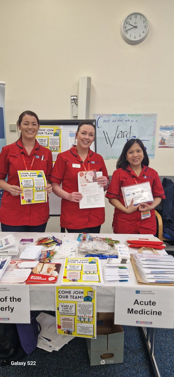 GAllen2102's tweet photo. Come and say hello at the @NHSCTrust recruitment day 👋 lots of info available, exciting opportunities for a great place to work and we want you to be a part of it, lovely to see all the students  #COE #parkinsons #frailty #stroke
@guidote_althea @LauraMcCloy2 @millarwilson https://t.co/N4p4ytoYQR