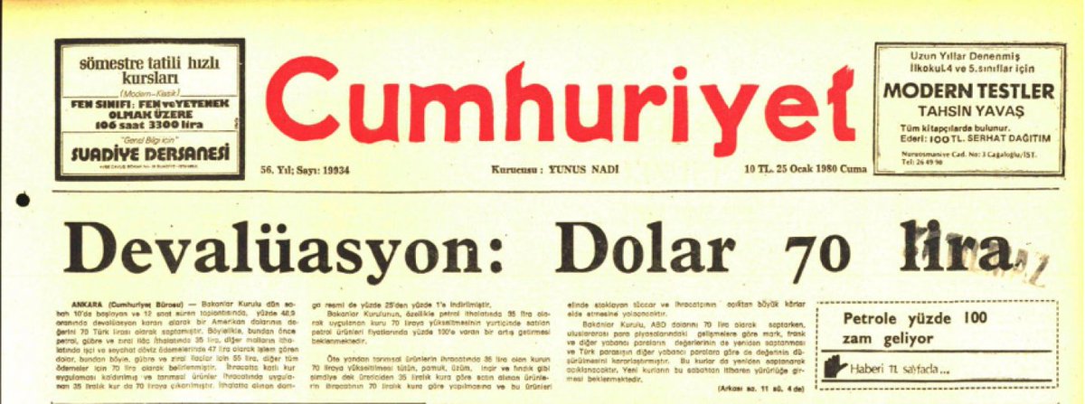 @MertBasaran_inv 24 Ocak 1980 Devaluasyonu, tarih tekerrür eder mi....