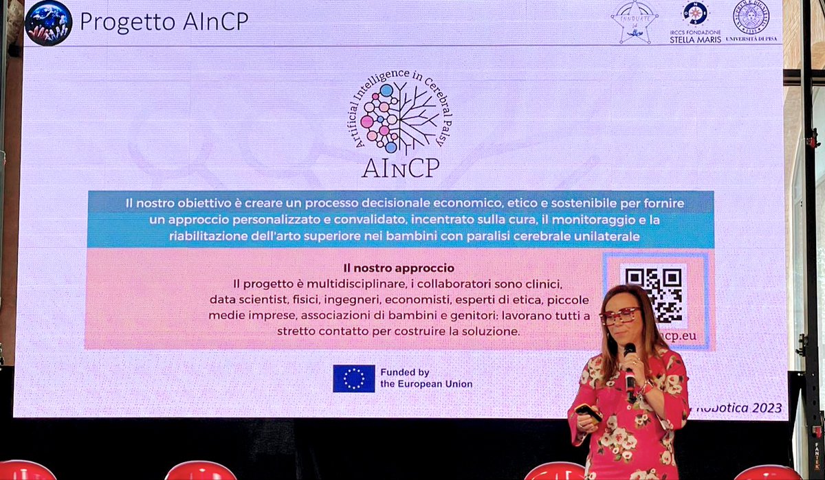 Our project today at Festival della Robotica 2023 in Pisa: 
- we work for the benefit of children with Cerebral Palsy

- on an innovation project funded by the European Union

- which develops a personalised medicine approach 

aincp.eu/events/festiva…

#medicine
#technology