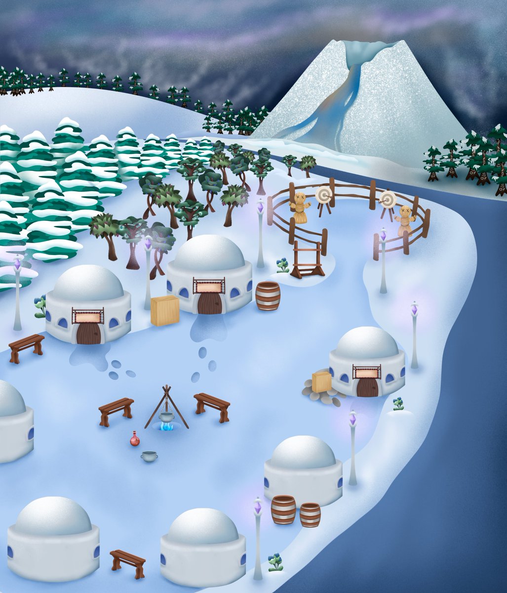 Overmindgamestu's tweet photo. Which part of the village do you like the most?  
It will already be in the demo in this form.  
Follow the development of the adventure game with coop mode on our Patreon and get interesting rewards!
#conceptart #blender #UnrealEngine5 #adventuretime #rpg #fantasy #ice #patreon https://t.co/umbIq9K4WE