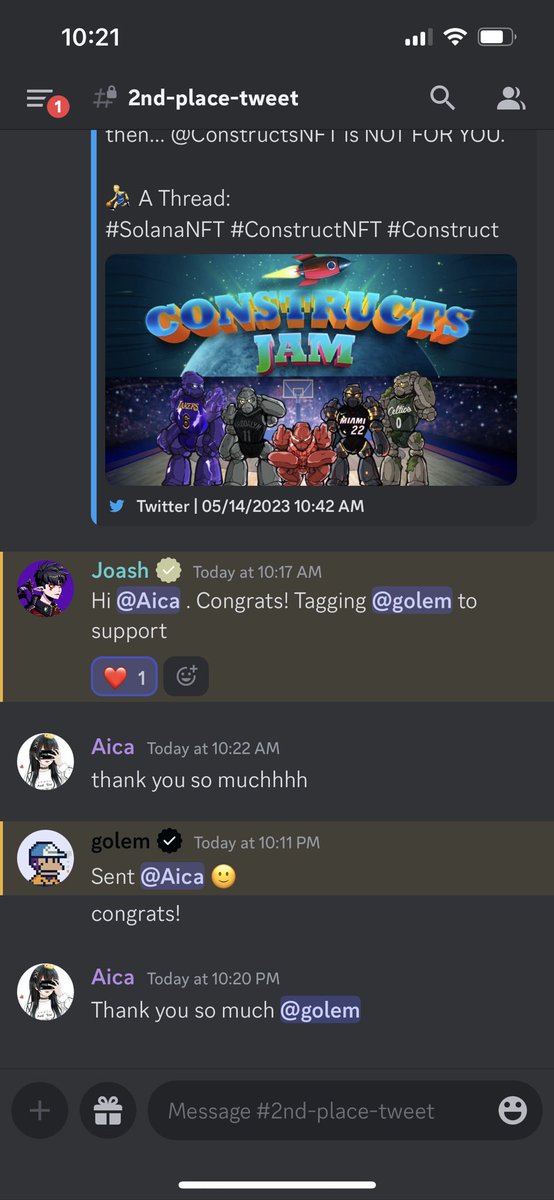 aicaloo_'s tweet photo. I won!!! Thank you @ConstructsNFT 😍
It’s a pleasure to be part of this fam! 🥰
#Constructs #ConstructsNFT https://t.co/JszSfLpHyN