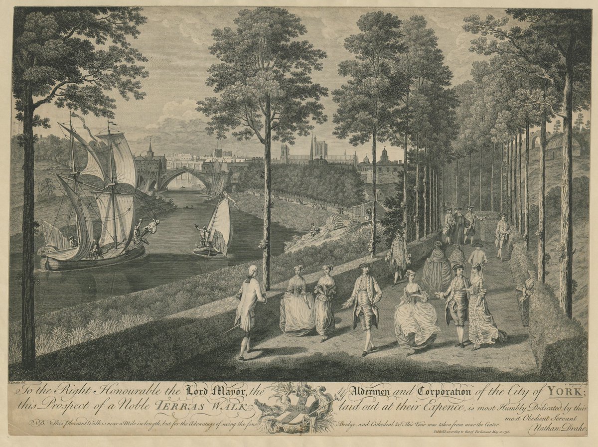 The New Terrace Walk, York  'One of the most agreeable publick walks in the Kingdom for its great neatness, beautiful town and situation which is so advantageously seen in its prospect as to render it not unlike nor inferior to any of the views in Venice' (York Courant)