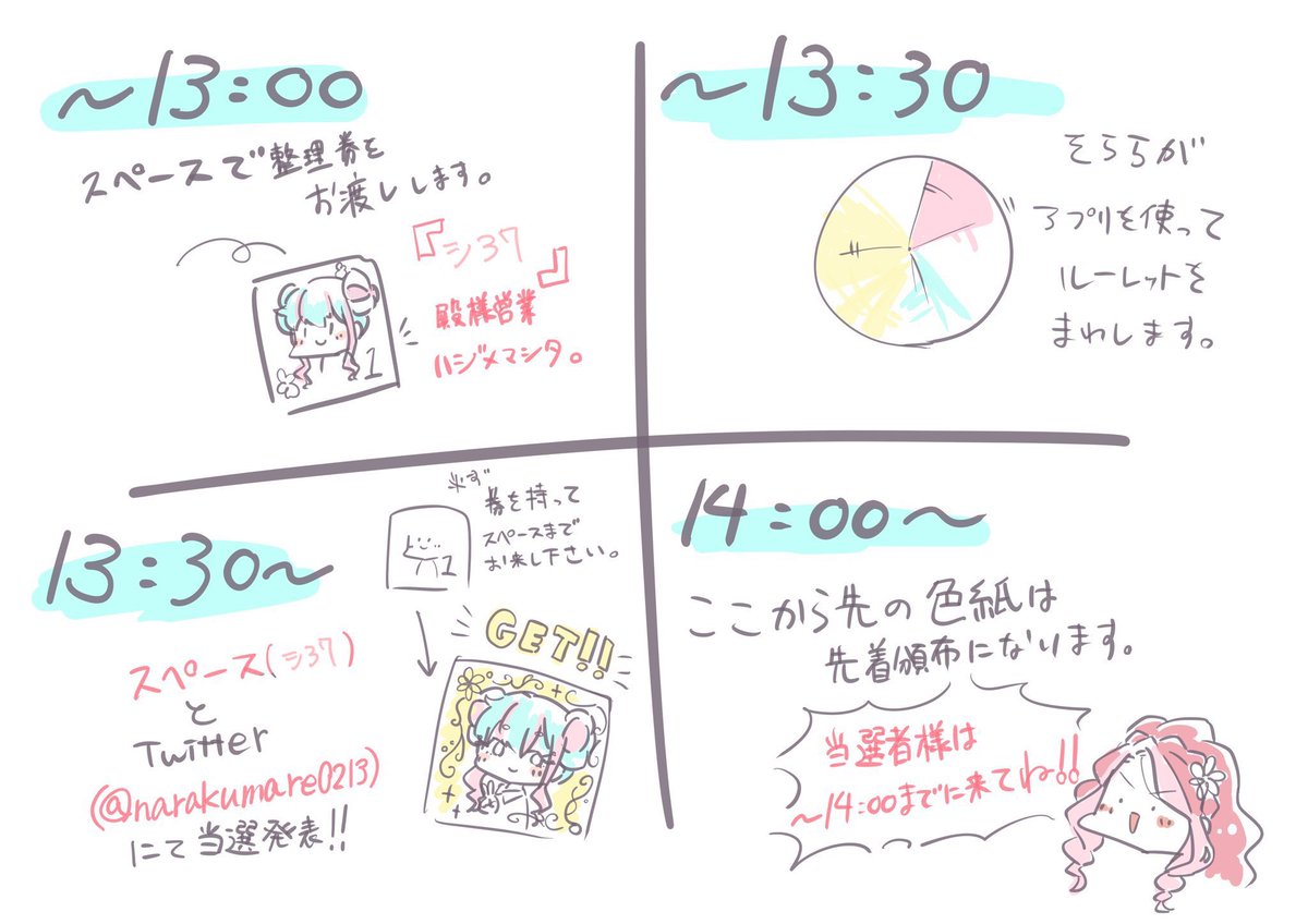 【色紙について】 中サイズ : 5000円 小サイズ : 3000円 抽選での頒布になります! 抽選方法は画像をご覧ください🙌 (当選発表はツイートとスペースで行います) 色紙はまだ増えますー!✨