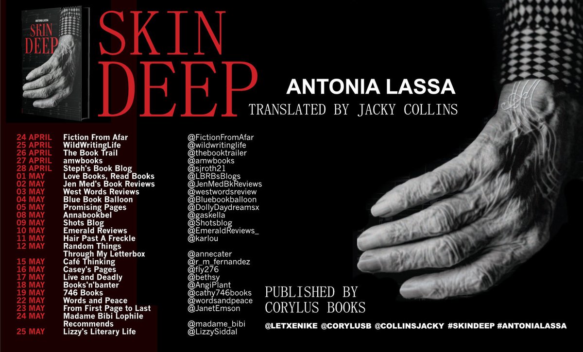 I might be late to some parties* but I always catch up ✅ 
Hence it’s time to share more words from the #readers of #AntoniaLassa’s #SkinDeep #translated by ⁦@CollinsJacky⁩ & published by ⁦@CorylusB⁩ #Spain 🇪🇸 #crimefiction ⁦@letxenike⁩ 

*retweeting parties