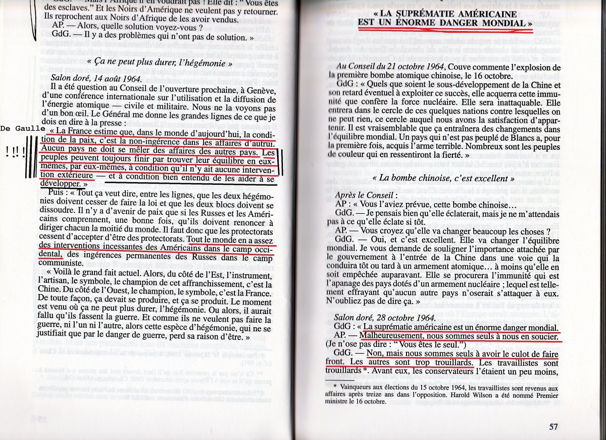 @pascalgry @BenoitBoullay @RabayAnne Mm à Londres, De Gaulle ne fut jms l'obligé des USA!
Il ne pardonna jms l'AMGOT, et en voulut à Churchill de se coucher devant Roosevelt.
Il ne célébra pas le 20e anniversaire du débarquement: les USA n'était pas venus libérer la France.
Il sortit du commandnt militaire de NATO!