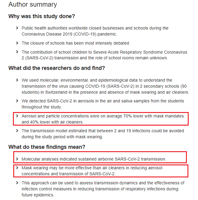 And again..... the important #Covid19 transmission role of schools and Children, with very BAD news for the anti-mask brigade:

➡️Molecular detection of airborne and human #SARSCoV2 indicated sustained transmission in schools. 
➡️Mask mandates were associated with greater