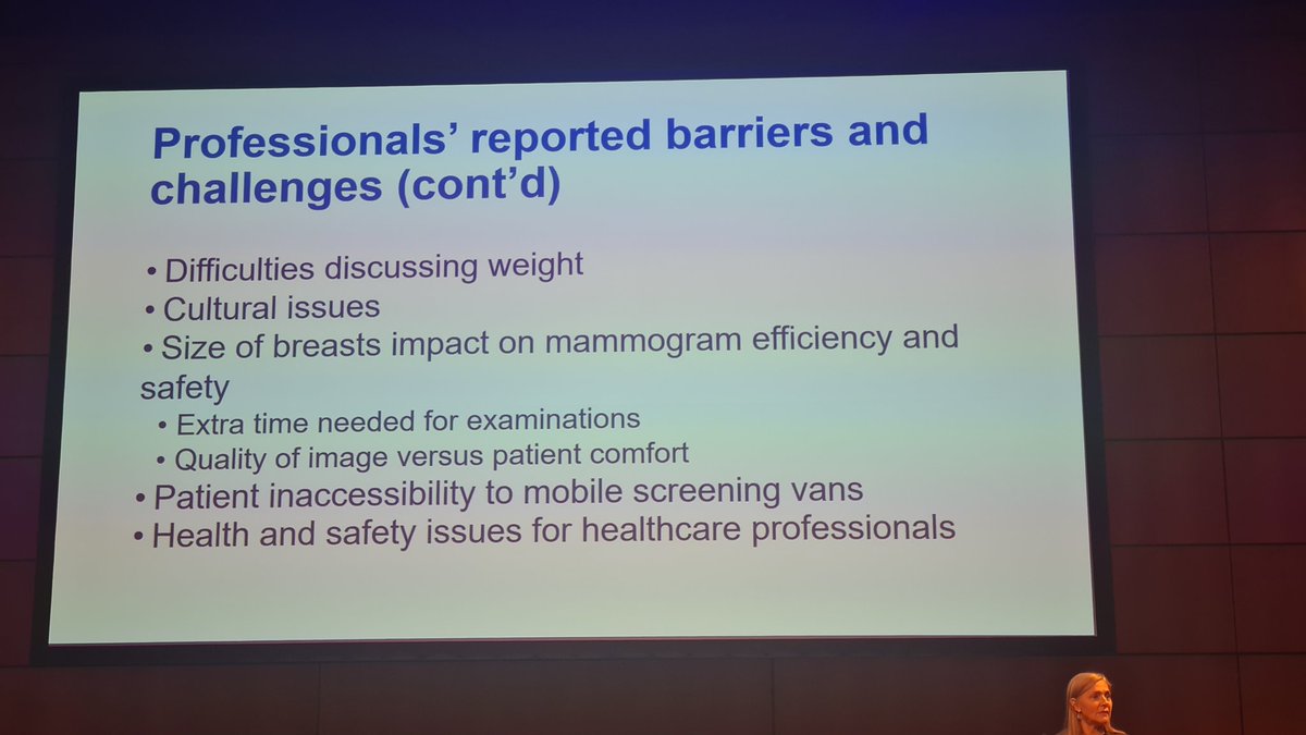 Obesity as a barrier to accessing cancer screening. Great talk from @ProfessorYitka ⬇️. Need to address the barriers so people living with #obesity receive the care they are entitled to. #ECO2023