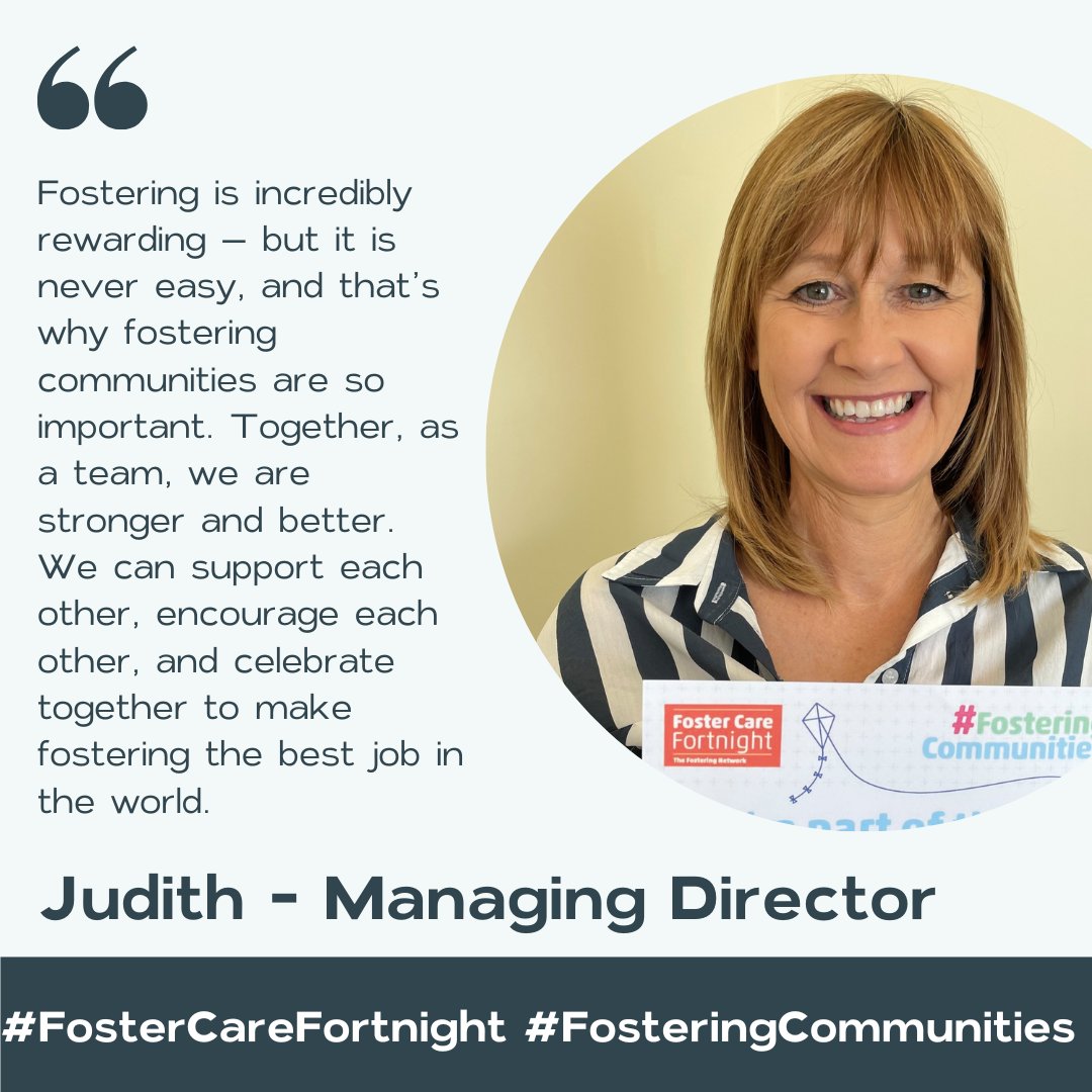 This #FosterCareFortnight Judith tells us why #FosteringCommunities and the support and encouragement we can offer to one another is so important 💙✨ 

#FCF2023  #FamilyFosteringPartners