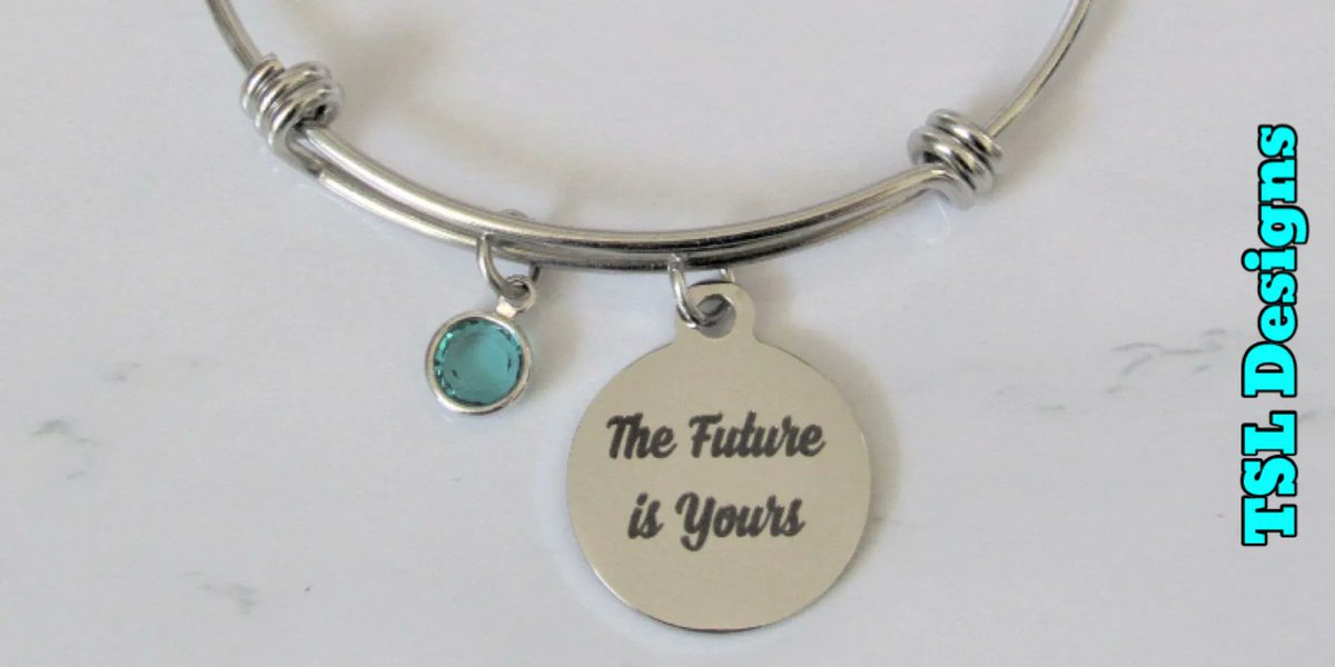 The Future is Yours Laser Engraved Charm Bracelet With Swarovski Birthstone Crystal 
buff.ly/3MfBTuw
#bracelet #charmbracelet #banglebracelet #handmade #jewelry #handcrafted  #shopsmall #etsy #etsystore #etsyshop #etsyseller #etsyhandmade #etsyjewelry #thefutureisyours