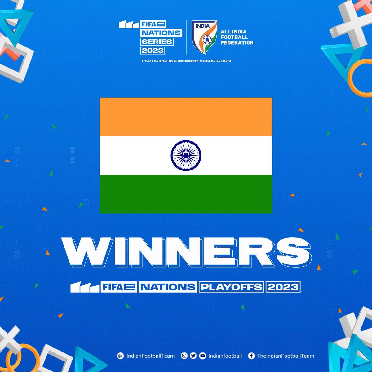 CHAMPIONS 🏆 of Asia and Oceania 🇮🇳🇮🇳

Show us your 💙💙 in the comments👇

#FeNS23 🎮 #FeNC 🏆 #eTigers 🐯 #BackTheBlue 💙 #IndianFootball ⚽