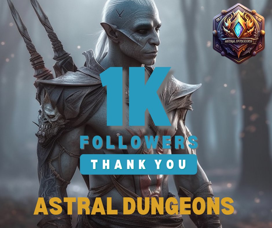 1k Followers thank a lot let's go reach the 2k !!!! 🔥🔥🔥

Don't forget to register you for the #Freemint today ⚔ premint.xyz/astral-dungeons