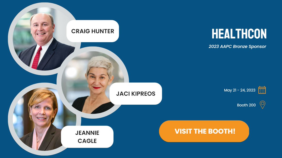 cokergroup's tweet photo. Say hello @aapcstaff Healthcon!
Craig Hunter, Jaci Kipreos, and Jeannie Cagle will be at the conference, so come to Booth 200 for some swag and great conversation!
You can also find us in the AAPC app! Visit us virtually for some great resources.
#CokerGroup #AAPC #Healthcon https://t.co/mWdV8ZSCPq